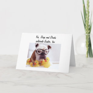 DOGS/DUCK CELEBRATE EASTER HOLIDAY CARD