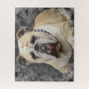 Dogs, English Bulldog, grim looking Jigsaw Puzzle