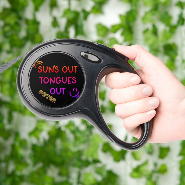 Dogs enjoying sunny days with playful sayings retractable pet leash  (Hand)