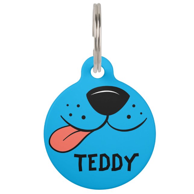 Dog's Face With Tongue Pet ID Tag (Front)