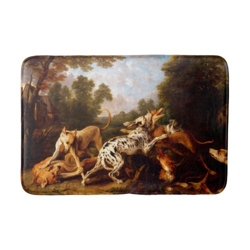 Dogs Fighting by Frans Snyders Bath Mat