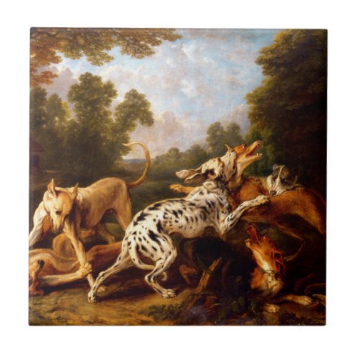 Dogs Fighting by Frans Snyders Ceramic Tile