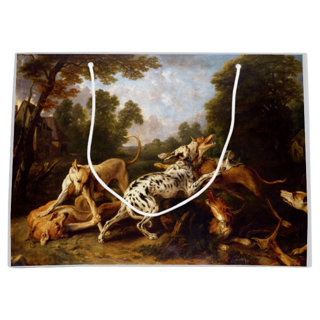 Dogs Fighting (by Frans Snyders) Large Gift Bag (Front)