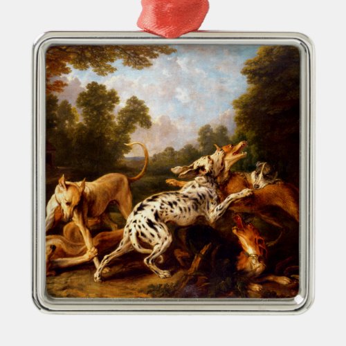 Dogs Fighting by Frans Snyders Metal Ornament