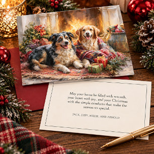 Dogs Fireplace Christmas Gifts Holiday Card