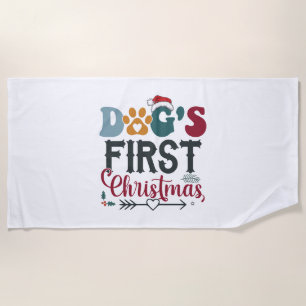 Dog's First Christmas Beach Towel