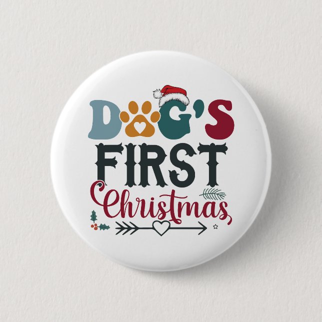 Dog's First Christmas Button (Front)