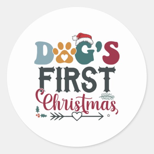 Dogs First Christmas Classic Round Sticker