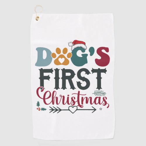 Dogs First Christmas Golf Towel
