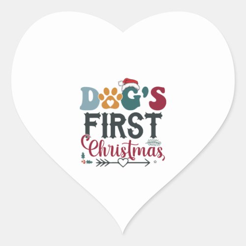Dogs First Christmas Heart Sticker