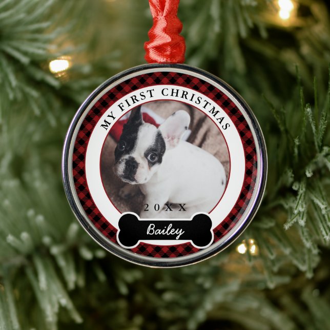 Dog's First Christmas Metal Ornament (Tree)