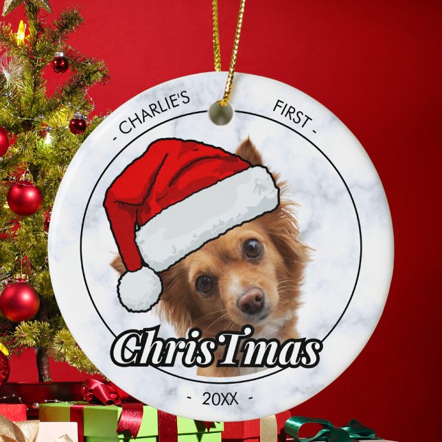 Dogs First Christmas Personalized Dog Photo  Ceramic Ornament (Creator Uploaded)
