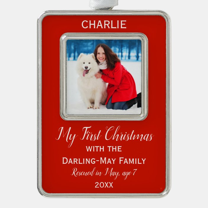 Dogs First Christmas Personalized Photo Keepsake Christmas Ornament Zazzle Com