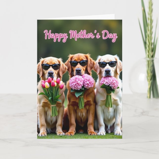 Dogs Floral Mothers Day Card (Front)