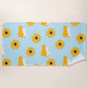Dogs, Flowers, Dog Bath Beach Towel