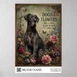 Dogs & Flowers Great Dane Art Print