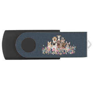 Dogs Flowers Modern Simple Flash Drive