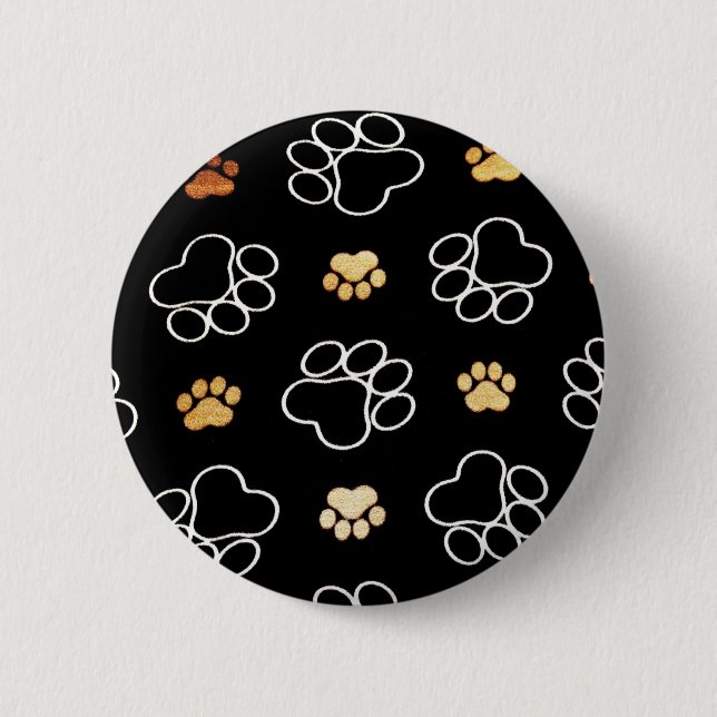 Dogs footsteps patterns pinback button (Front)