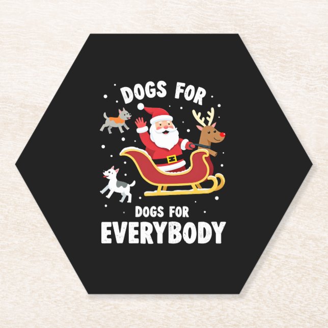 Dogs For Everybody Santa Funny Christmas Xmas (1) Paper Coaster (Front)