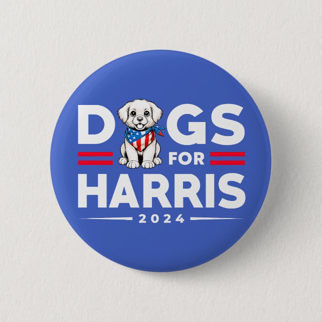 Dogs For Harris 2024 Kamala election Dog lovers Button (Front)