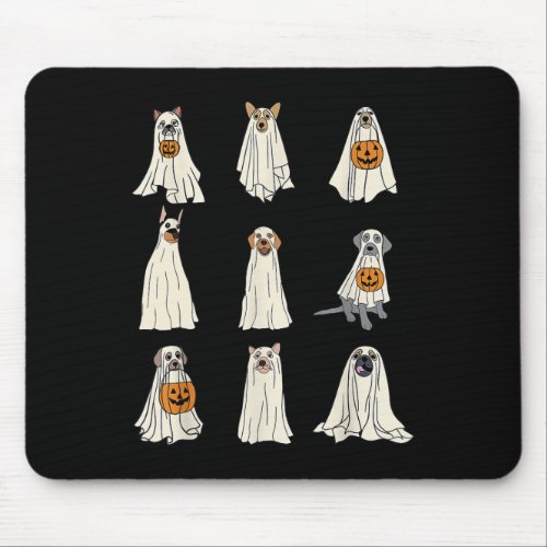 Dogs Ghost Cute Dogs Dressed As Ghost Funny Hallow Mouse Pad