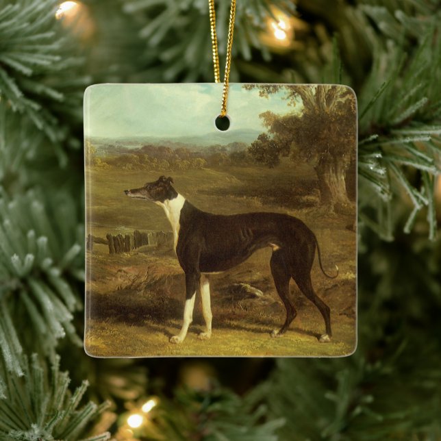 Dogs, Greyhound and Spaniel, Doctor Fop by Herring Ceramic Ornament (Tree)