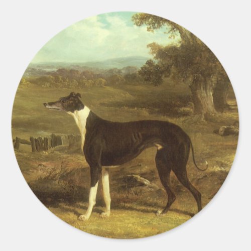 Dogs Greyhound and Spaniel Doctor Fop by Herring Classic Round Sticker