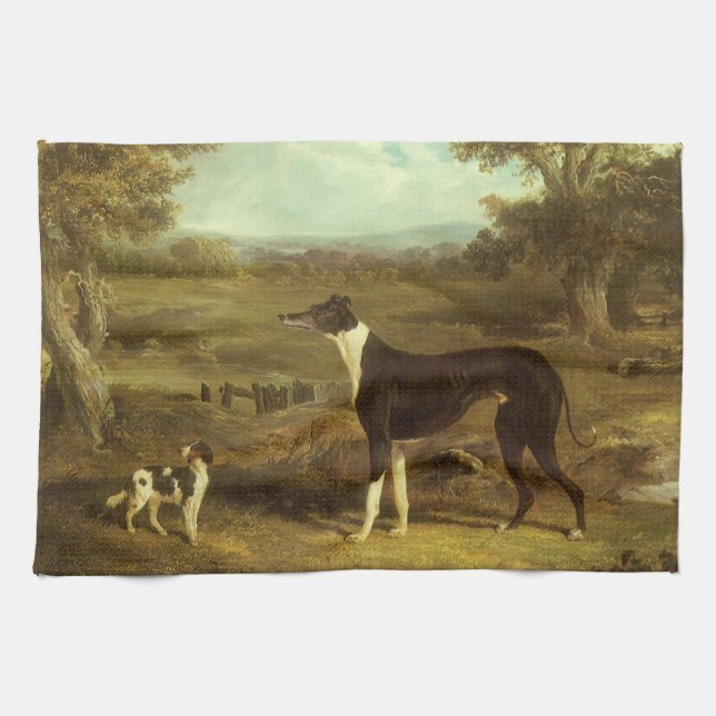 Dogs, Greyhound and Spaniel, Doctor Fop by Herring Kitchen Towel (Horizontal)