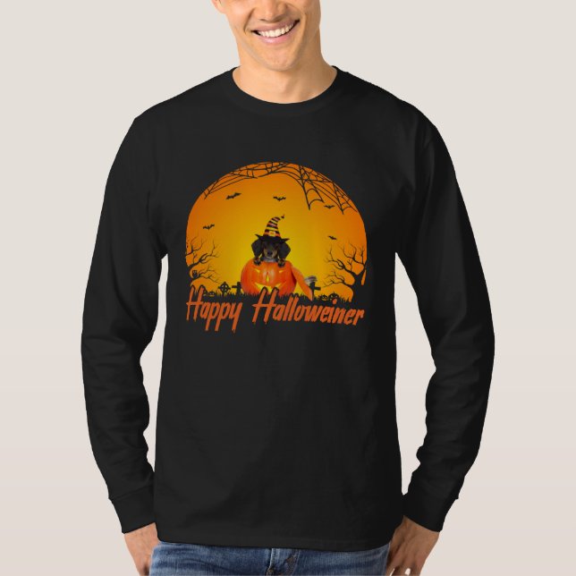 Dogs  Happy Halloweiner Dachshund Halloween T-Shirt (Front)