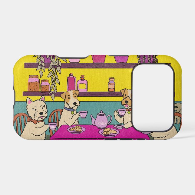 Dogs having afternoon tea iPhone case (Back Horizontal)