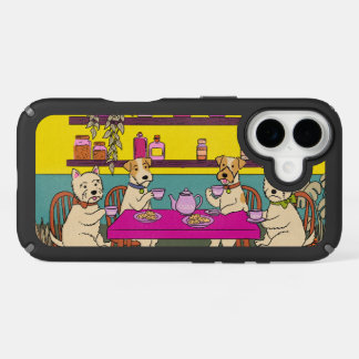 Dogs having afternoon tea iPhone 16 case