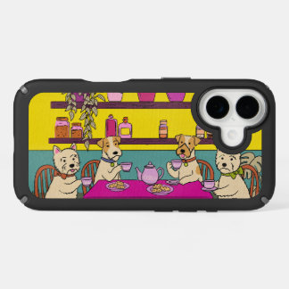 Dogs having afternoon tea iPhone 16 case