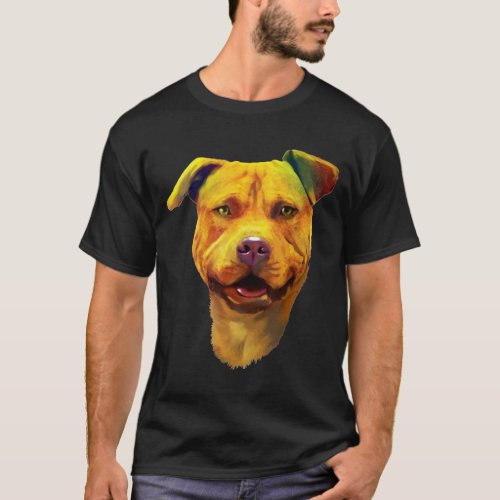 Dogs Head Colorful Pitbull Dog Mom Dad Kid Pit Bul T_Shirt