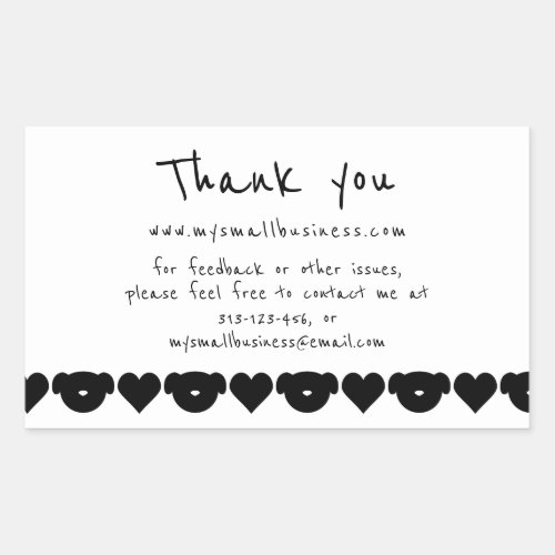  Dogs hearts thank you business information Rectangular Sticker