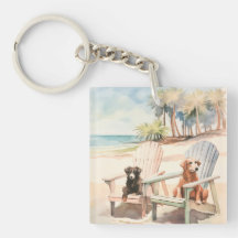 Dogs in Adirondack Chairs Coastal Beach