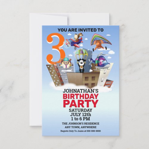 Dogs In Aviation Birthday Party Invitation