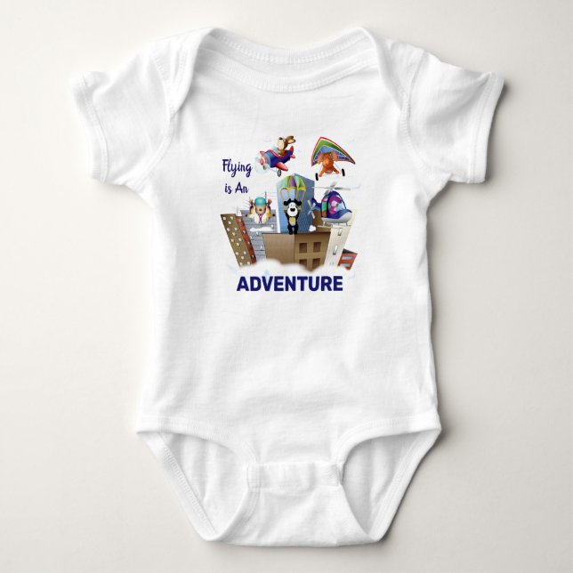Dogs in Aviation Flying Baby Bodysuit (Front)