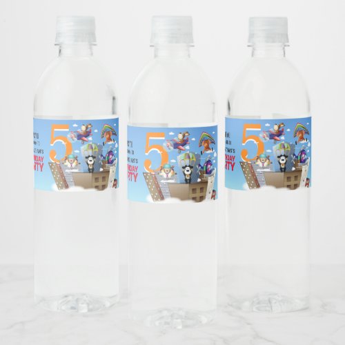 Dogs In Aviation Kids Birthday Party Water Bottle Label