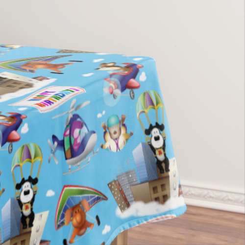 Dogs In Aviation Kids Happy Birthday Party Tablecloth