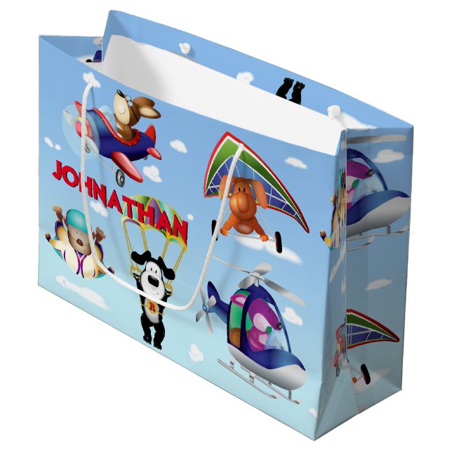Dogs In Aviation Personalize Large Gift Bag (Front Angled)
