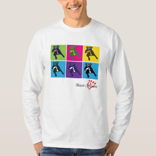 Dogs in Blocks of Color on a Light Colored T_shirt