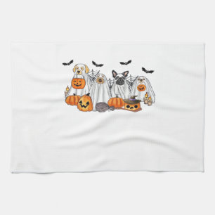 Dogs in Ghost Costumes Halloween Classic T-Shirt Kitchen Towel