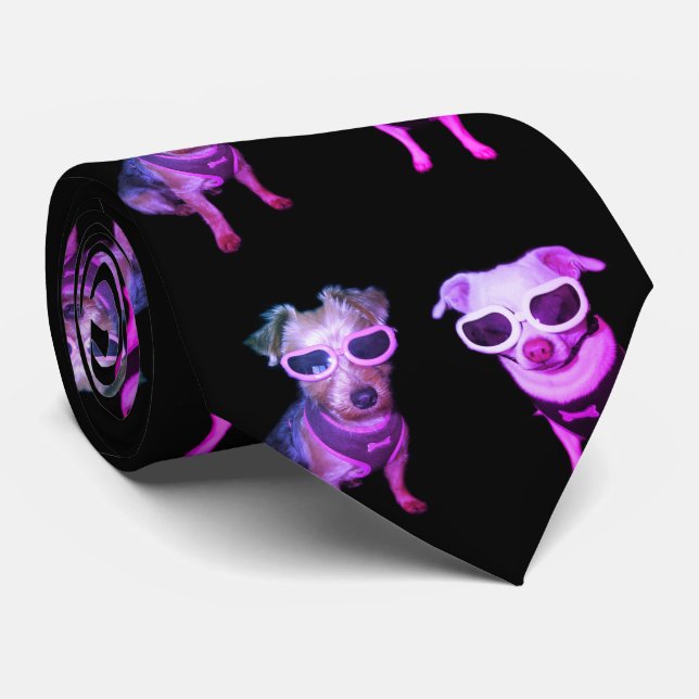 Dogs in glasses neck tie (Rolled)