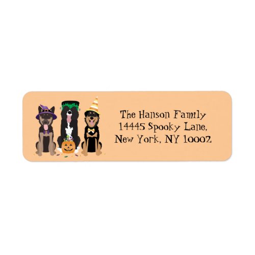 Dogs In Halloween Costumes Label