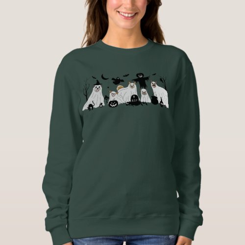 Dogs in Halloween Ghost Costume Sweatshirt