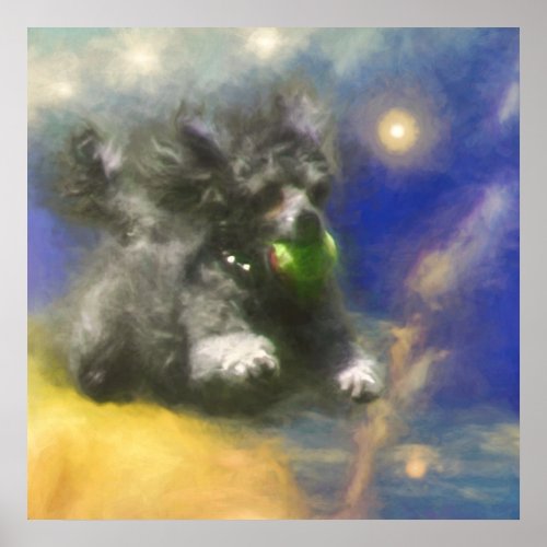 DOGS IN HEAVEN BALL PATROL POODLE POSTER