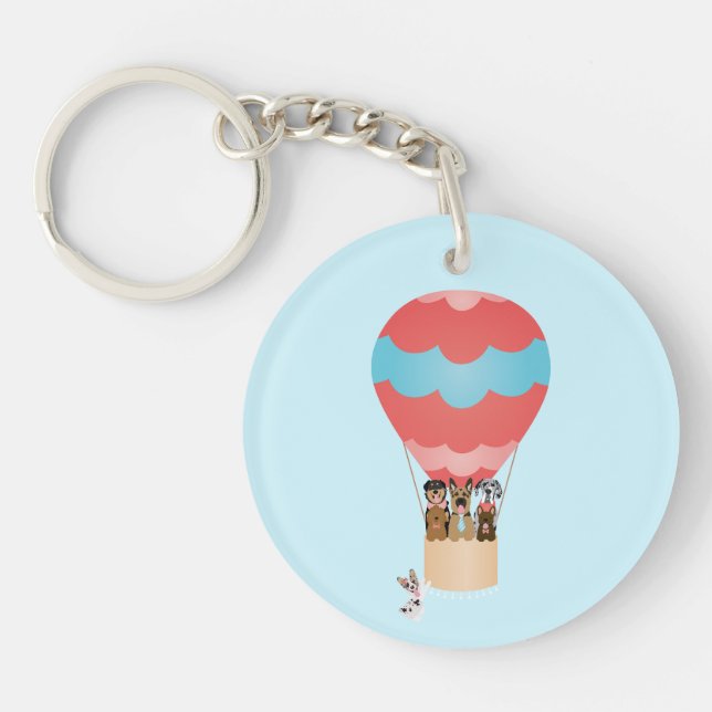 Dogs In Hot Air Balloon Keychain (Front)