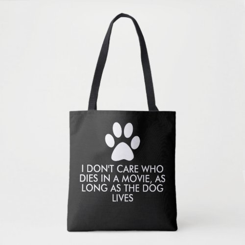 Dogs in Movies with White Paw Print Tote Bag