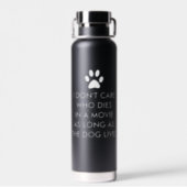Dogs in Movies with White Paw Print Water Bottle (Back)