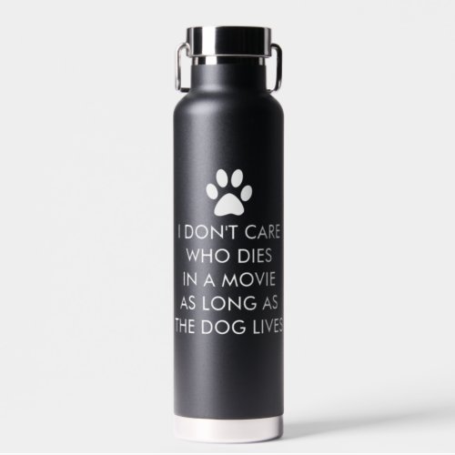 Dogs in Movies with White Paw Print Water Bottle